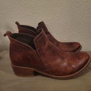 Brown leather ankle boots